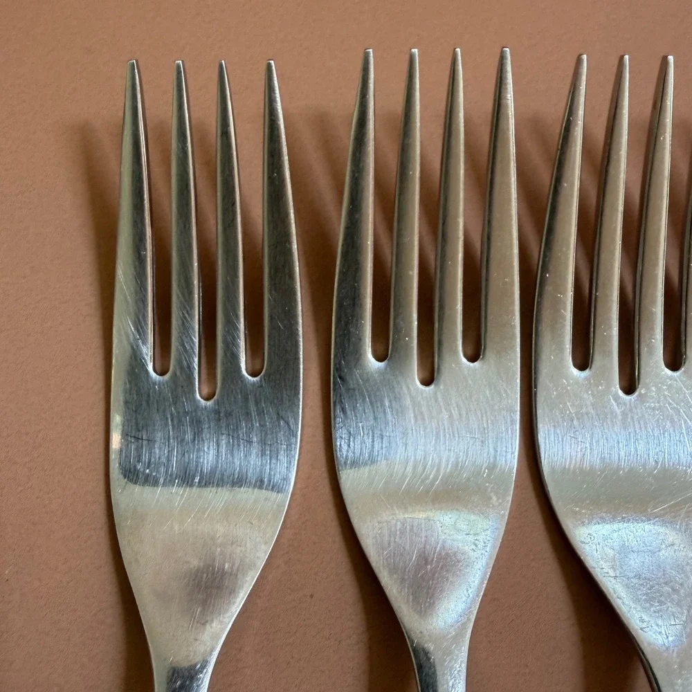 West Bend Twilight Rose Dinner Forks Stainless Steel USA Floral Set of 6 Cottage